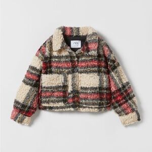 Zara sherpa style plaid jacket